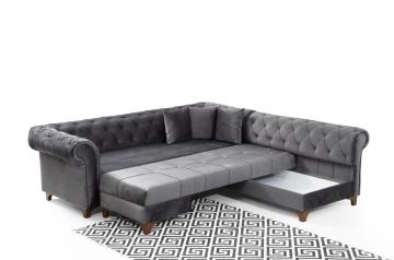 Kapitone Chester Köşe Koltuk Kanepe Oturma Odası Takımı SR