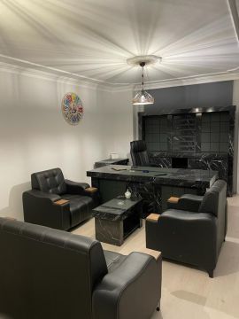 Vip Mermer Desenli Üniteli Ofis Büro Üçlü Oturma Gruplu Makam Koltuklu Yönetici Masa Takımı