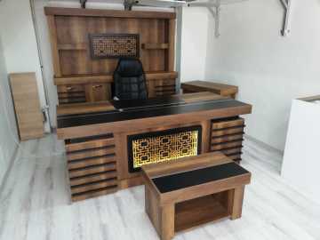 Paşa Işıklı Üniteli Ofis Büro Üçlü Oturma Gruplu Makam Koltuklu Yönetici Masa Takımı