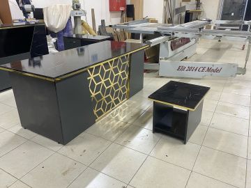 Marvel Mermer Desen Ofis Büro Makam Koltuklu Yönetici Masa Takımı