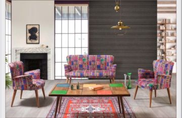 Nova Çay Seti Koltuk Takımı Salon Balkon Takımı 2+1+1