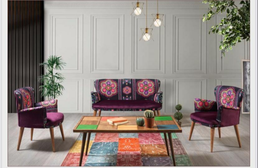 Zümrüt Çay Seti Koltuk Takımı Salon Balkon Takımı 2+1+1