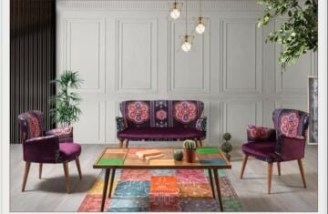 Zümrüt Çay Seti Koltuk Takımı Salon Balkon Takımı 2+1+1