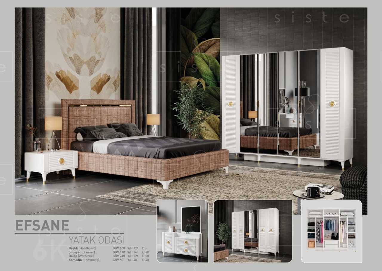 Efsane Mdf Retro Yatak Dahil Yatak Odası Takımı Ss
