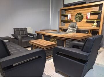 Diplomat Vip Işıklı Üniteli Ofis Yönetici Makam Masa Takımı