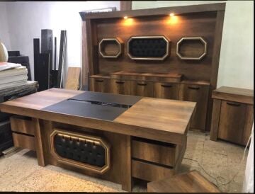 Efe Vip Üniteli Ledli Yönetici Ofis Makam Masa Takımı