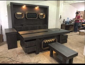 Efe Vip Üniteli Ledli Yönetici Ofis Makam Masa Takımı