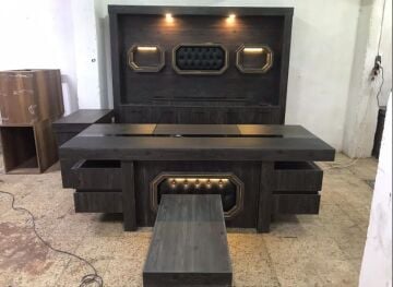 Efe Vip Üniteli Ledli Yönetici Ofis Makam Masa Takımı