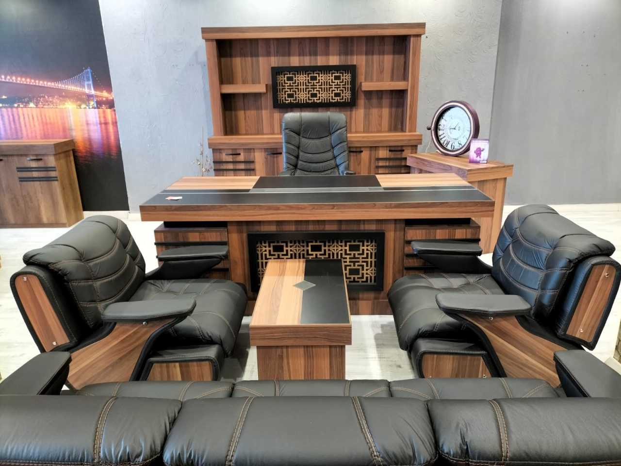 Paşa Işıklı Üniteli Ofis Büro Makam Yönetici Masa Takımı