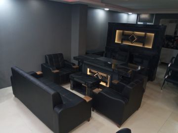 Trend Mermer Desenli Üniteli Ofis Büro Makam Yönetici Masa Takımı