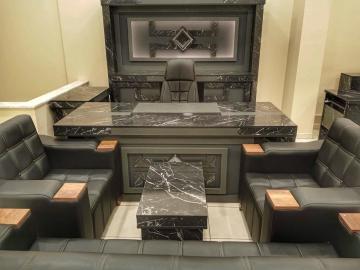 Trend Mermer Desenli Üniteli Ofis Büro Makam Yönetici Masa Takımı