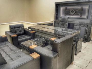 Trend Mermer Desenli Üniteli Ofis Büro Makam Yönetici Masa Takımı