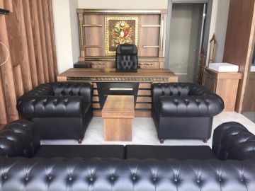 Vip Sultan Tuğralı Işıklı Üniteli Ofis Büro Yönetici Masa Takımı