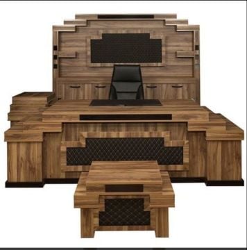 Mabel Işıklı Üniteli Ofis Büro Makam Yönetici Masa Takımı