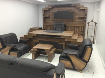 Mabel Işıklı Üniteli Tiger Oturma Grublu Ofis Büro Makam Yönetici Masa Takımı