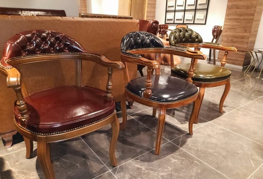 Lükens Klasik Yönetici Makam Toplantı Koltuğu Doğal Ahşap