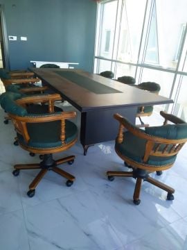 Lükens Klasik Yönetici Makam Toplantı Koltuğu Doğal Ahşap