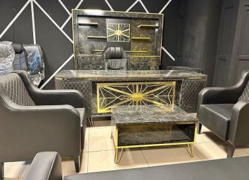 Prestij Gold Üniteli Ofis Büro Üçlü Oturma Gruplu Makam Koltuklu Yönetici Masa Takımı