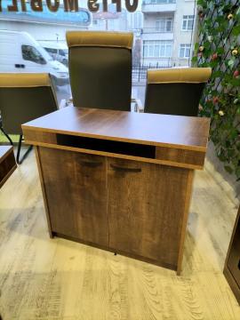 Trend Üniteli  İkli Oturma Gruplu ve Makam Koltuklu Ofis Büro Yönetici Makam Masa Takımı Ceviz