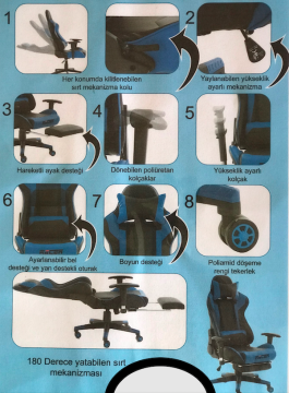 Turbo Oyun Oyuncu Profesyonel Çalışma İthal Koltuk Playstation Gamer Koltuğu Br