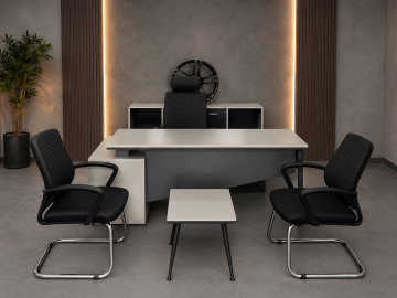 Lina Modern Yönetici Ofis Koltuklu Masa Takımı