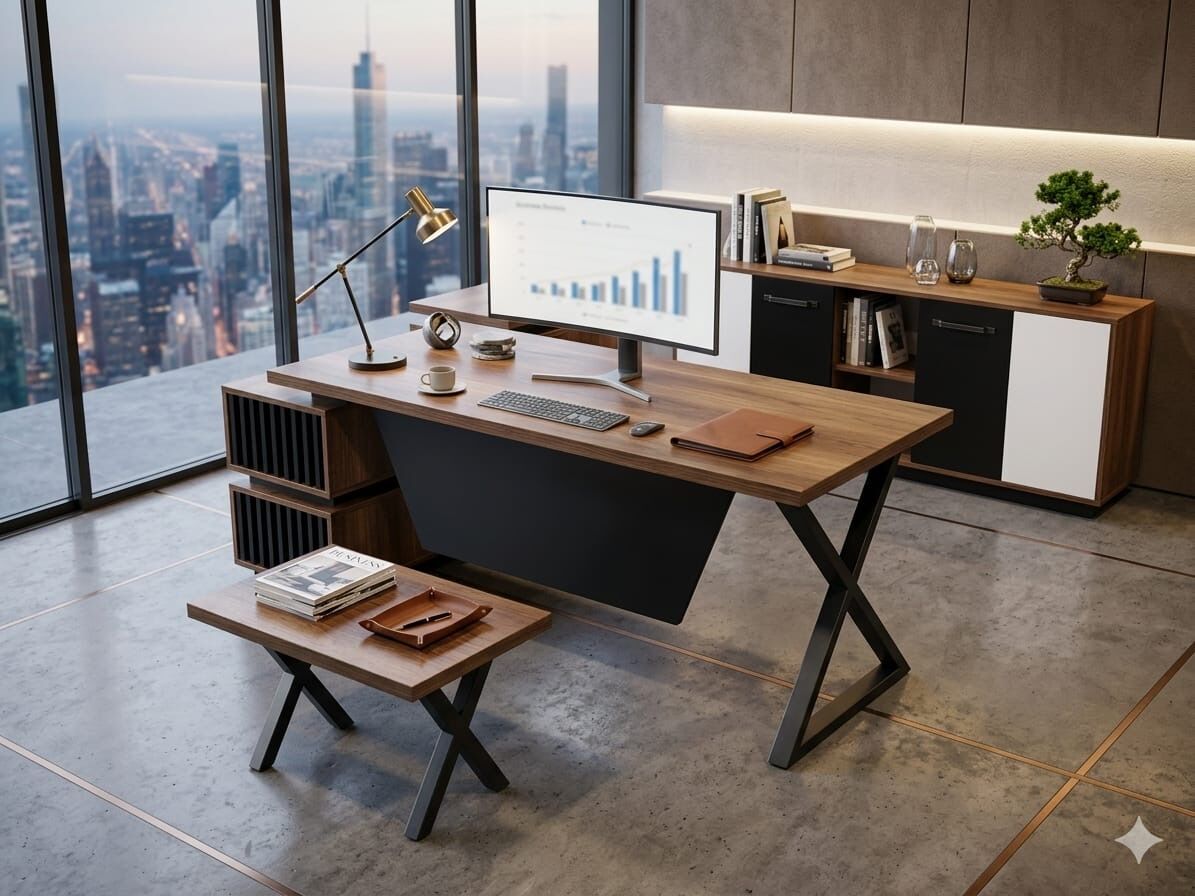 Tony X Metal Ayaklı Yönetici Ofis Masa Takımı
