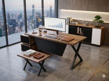 Tony X Metal Ayaklı Yönetici Ofis Masa Takımı