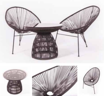 Egg Metal Lounge Oturma Çay Seti Bahçe Balkon