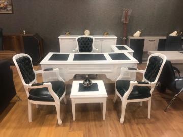 MG İtalyan Lükens Koltuklu Ahşap Ofis Makam Masa Takımı