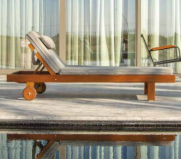 Ireco İroko Teak Ahşap Şezlong (Mindersiz)