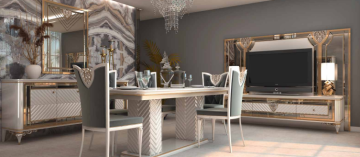 Fulya MDF Avangart Yemek Odası Takımı Tv Ünitesi Hediyeli