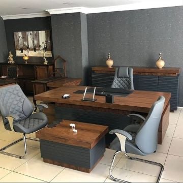 MG Hisar Makam Yönetici  Doğal Ahşap Ofis Masa Takımı