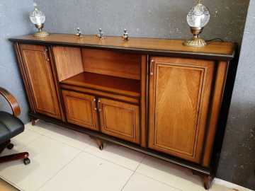 MG İtalyan Lükens Makam Yönetici Doğal Ahşap Ofis Masa Takımı