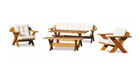 Cross Meşe Sofa Garden Bahçe Balkon Koltuk Takımı 3-1-1