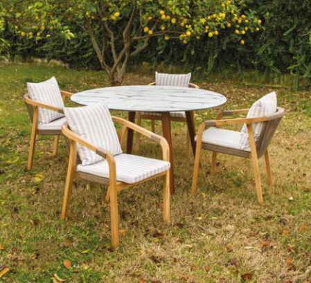 Pablito İroko Teak Ahşap Yemek Masası 120 Ø Ahşap Yemek Masası