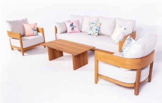 Paloma İroko Teak - Meşe Sofa Garden Bahçe Balkon Takımı 3-1-1