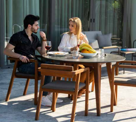 Helga İroko Teak Ahşap Yemek Masası 120 Ø