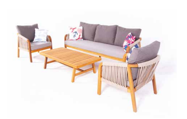 Pablito İroko Teak - Meşe Sofa Garden Bahçe Balkon Takımı 3-1-1