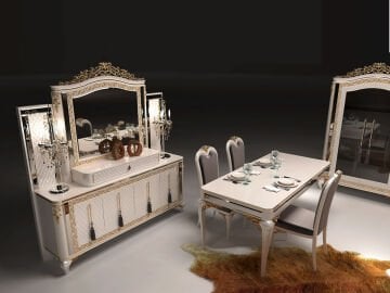 Pırlanta MDF Avangart Yemek Odası Takımı Tv Ünitesi Hediyeli Ds