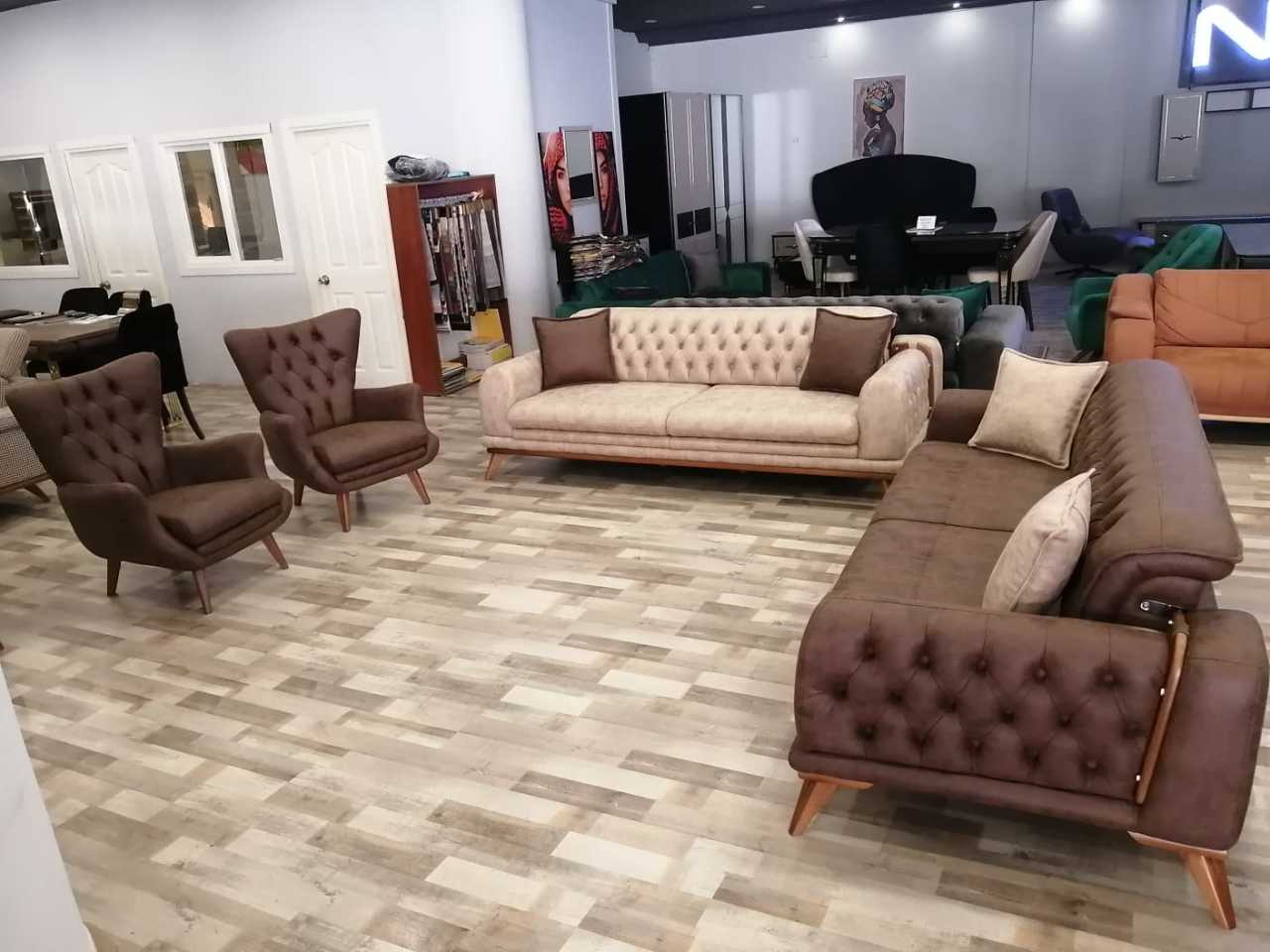 Marsiya Kapitone Sofa Koltuk Takımı Açılabilir Sr