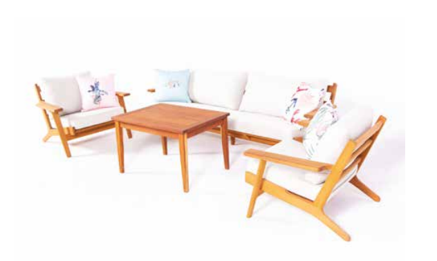 Ericson İroko Teak - Meşe Sofa Garden Bahçe Balkon Takımı 3-1-1