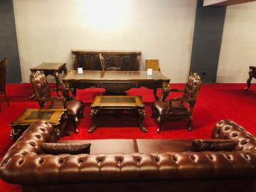 Dük Klasik İtalyan Lükens Koltuklu Masa Makam Takımı Zuzima