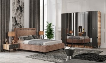 Pırıltı Mdf Retro Bazalı Yatak Odası Takımı Ss