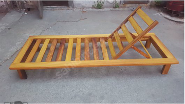 Standart İroko Teak Ahşap Şezlong