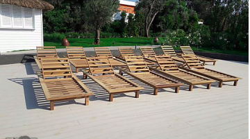 Standart İroko Teak Ahşap Şezlong