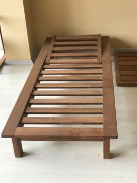 Standart İroko Teak Ahşap Şezlong
