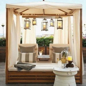 Ahşap İroko Teak Ağacı Pavillion Köşk Şezlong